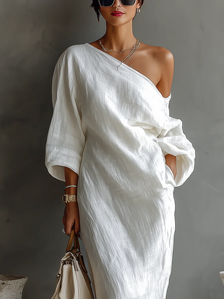 Nerina • Vestido maxi de un solo hombro: elegancia fluida para cualquier ocasión