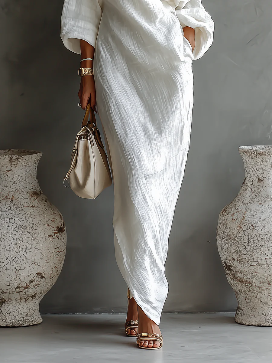 Nerina • Vestido maxi de un solo hombro: elegancia fluida para cualquier ocasión