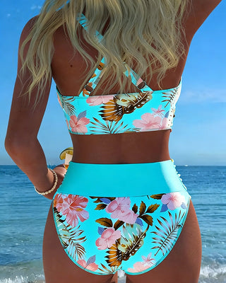 Becky Bikini con estampado floral y recortes de alto contraste