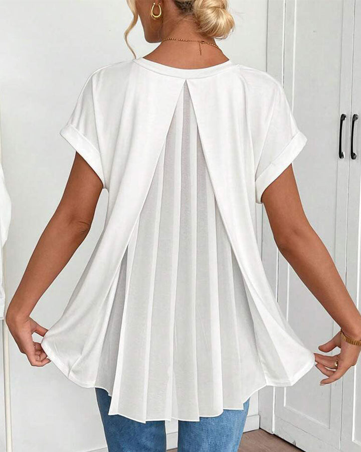 Blusa plisada de manga corta para mujer - chic y femenina