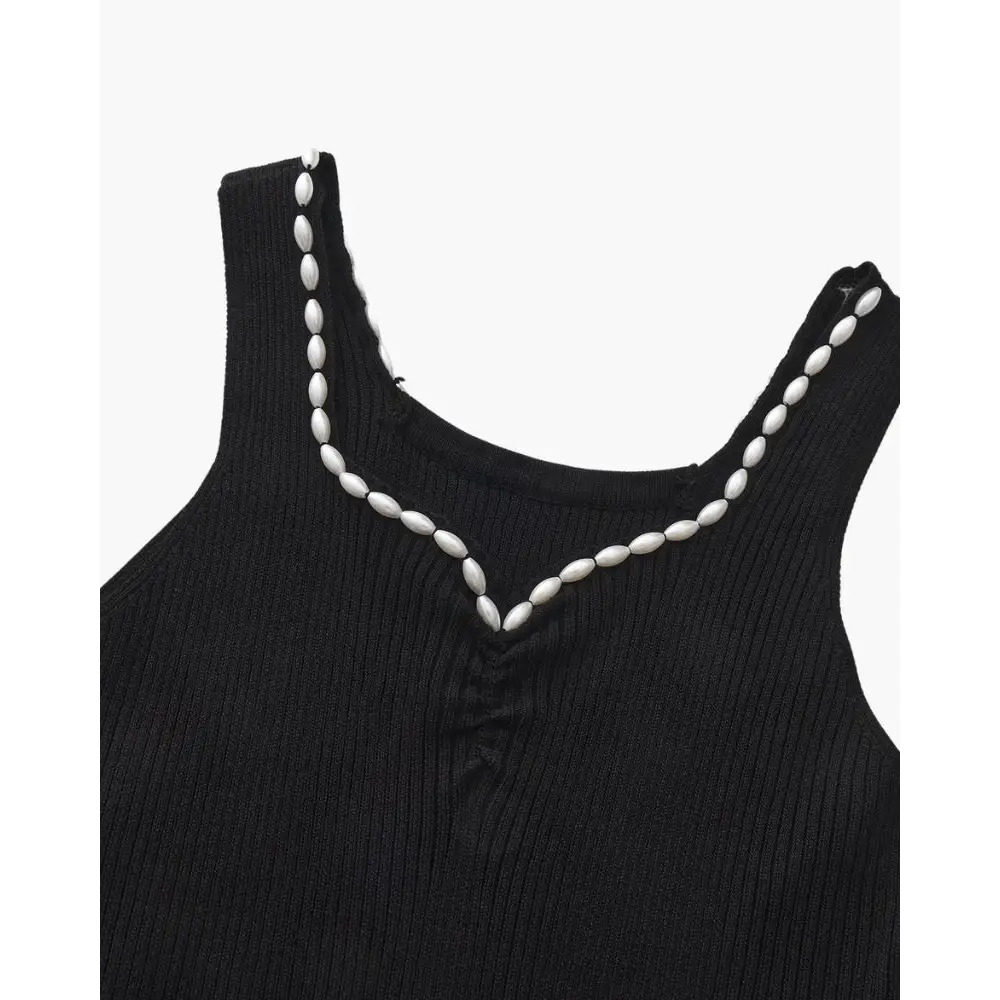 Vestido Maxi con Perlas | Noir