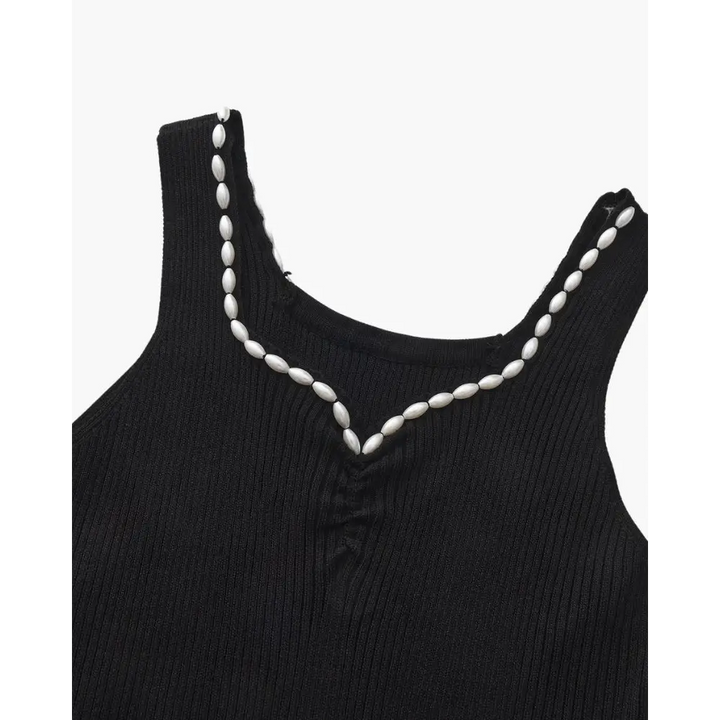 Vestido Maxi con Perlas | Noir