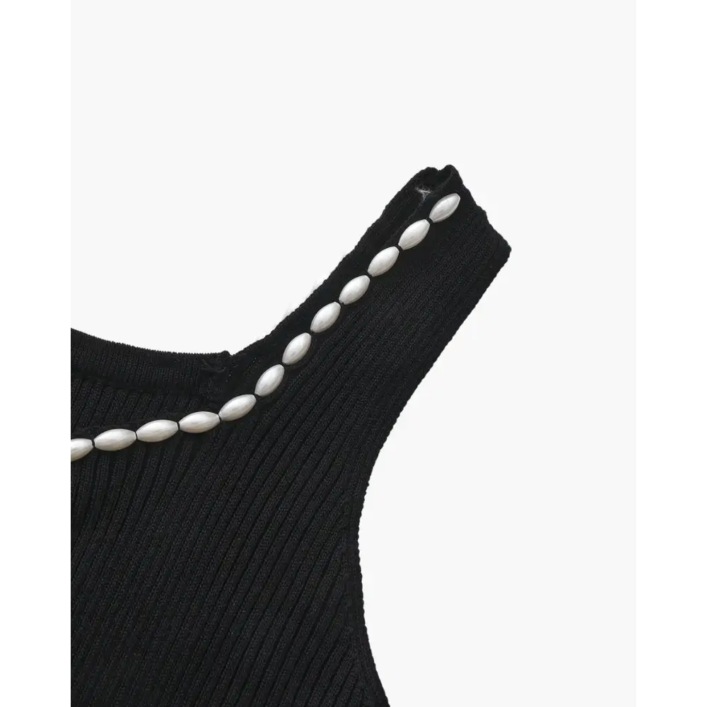 Vestido Maxi con Perlas | Noir