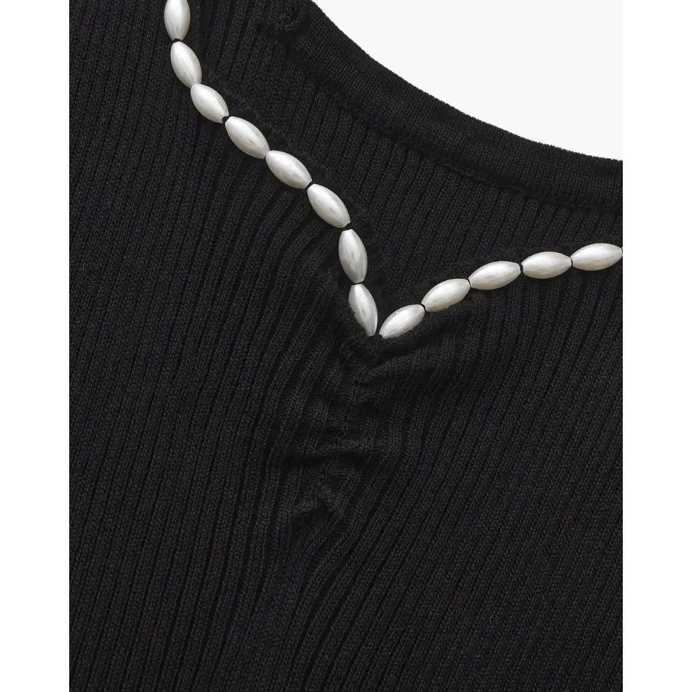 Vestido Maxi con Perlas | Noir