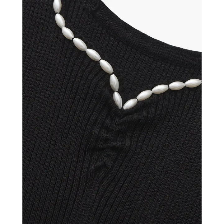 Vestido Maxi con Perlas | Noir