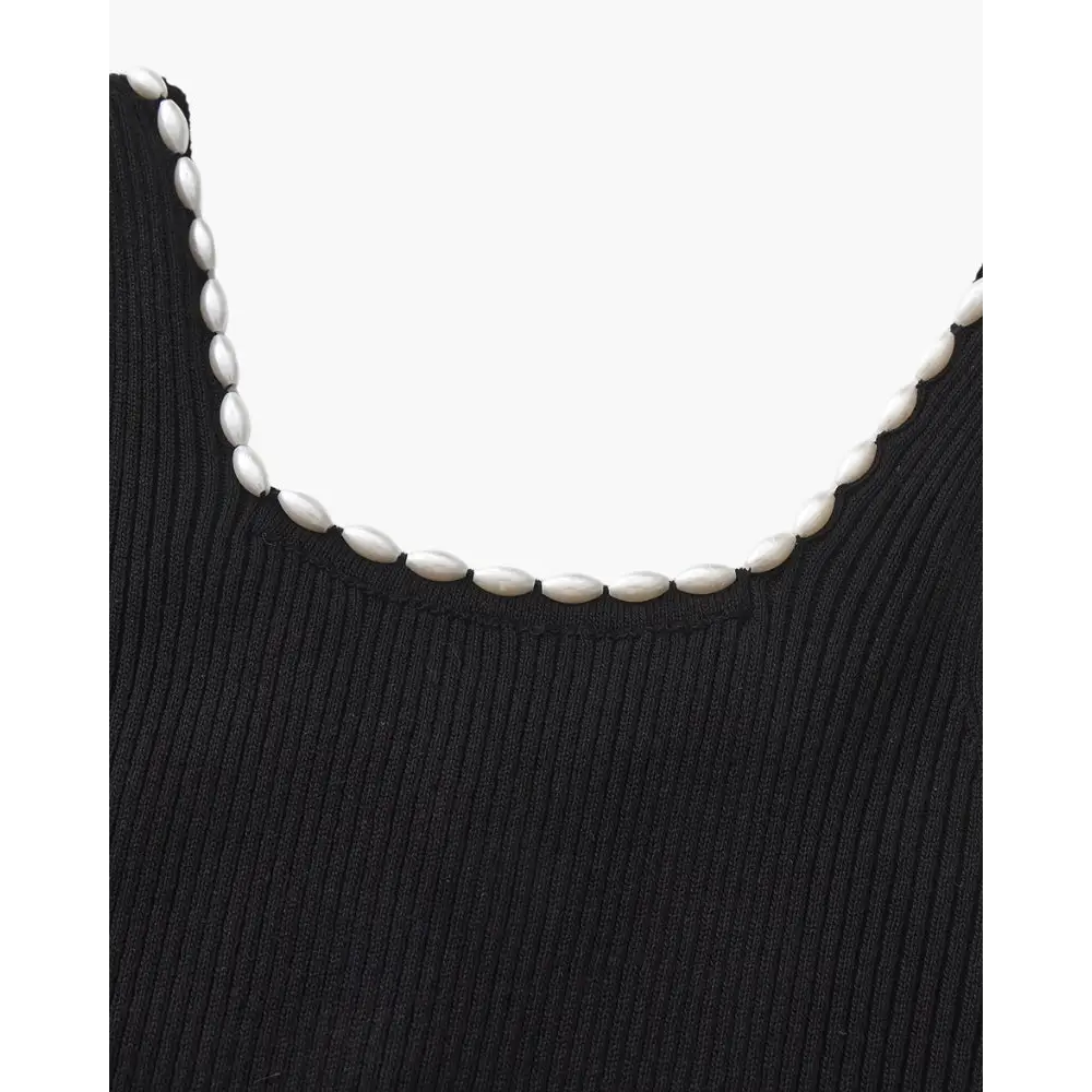 Vestido Maxi con Perlas | Noir
