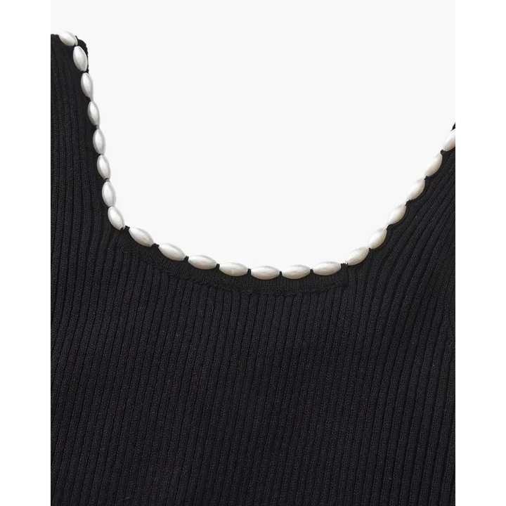 Vestido Maxi con Perlas | Noir