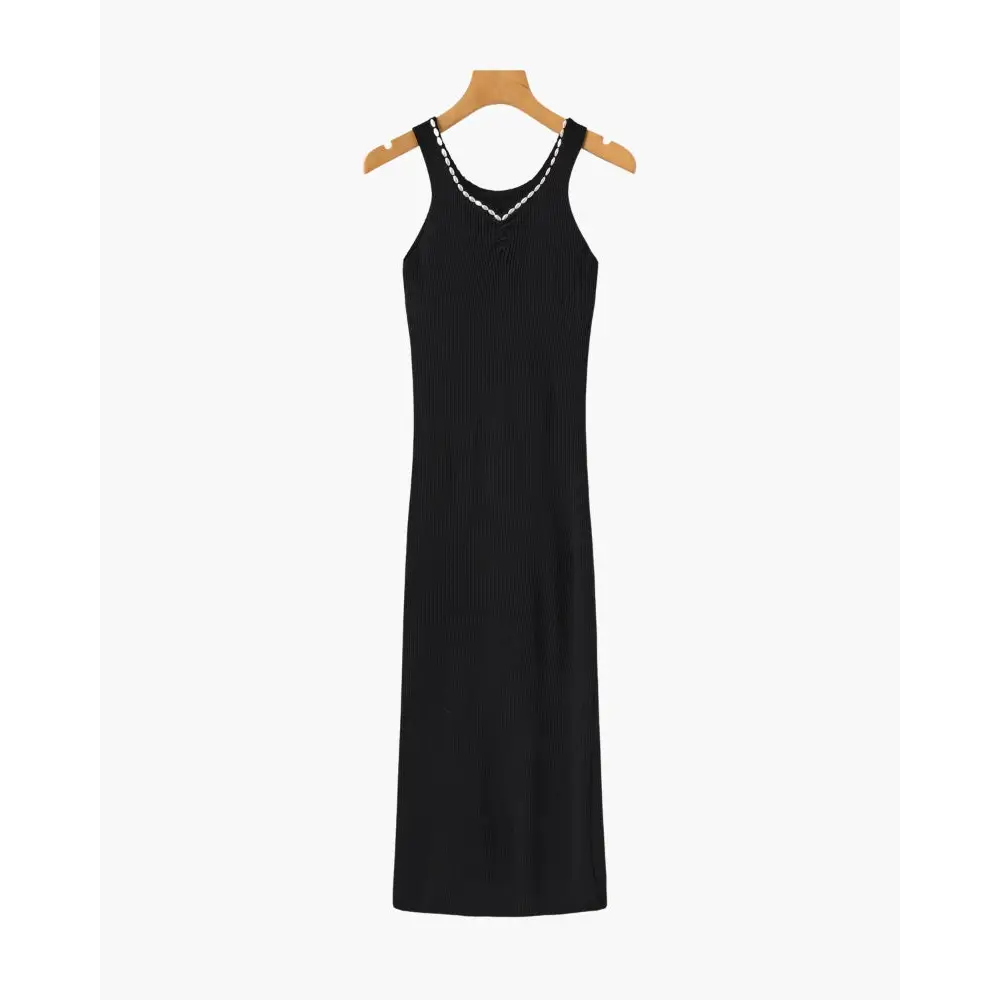 Vestido Maxi con Perlas | Noir