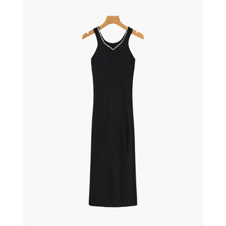 Vestido Maxi con Perlas | Noir