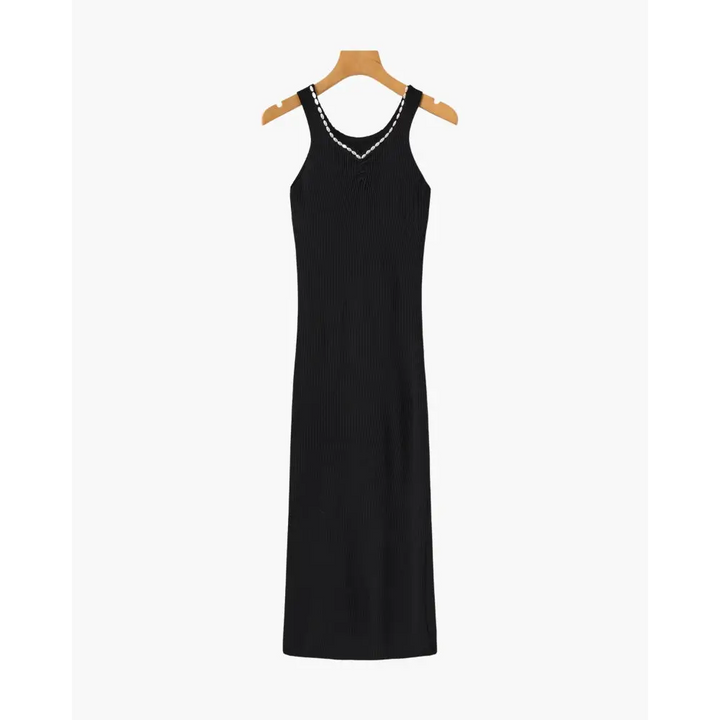Vestido Maxi con Perlas | Noir