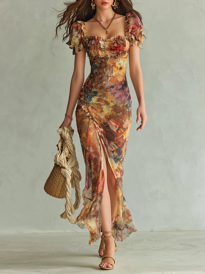 Vestido largo de gasa