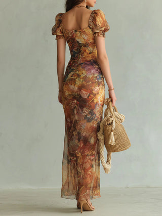 Vestido largo de gasa