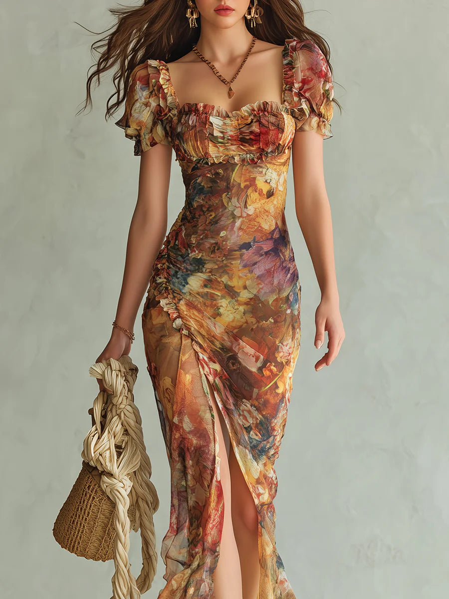 Vestido largo de gasa