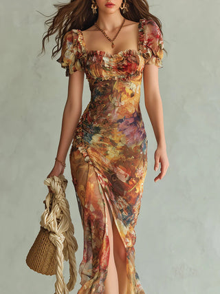 Vestido largo de gasa
