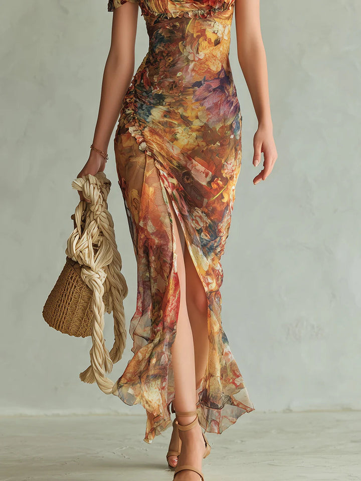 Vestido largo de gasa