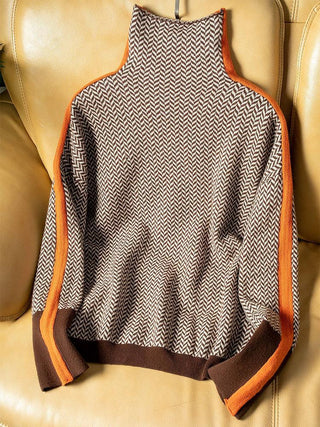 Clémence - Jersey de cuello alto con rayas en contraste