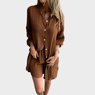Conjunto de camisa y pantalones cortos de lino Nora — Estilo veraniego sin esfuerzo (SOLO HOY 3X2)