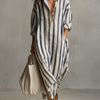 Camisa casual a rayas y vestido maxi de estilo bohemio