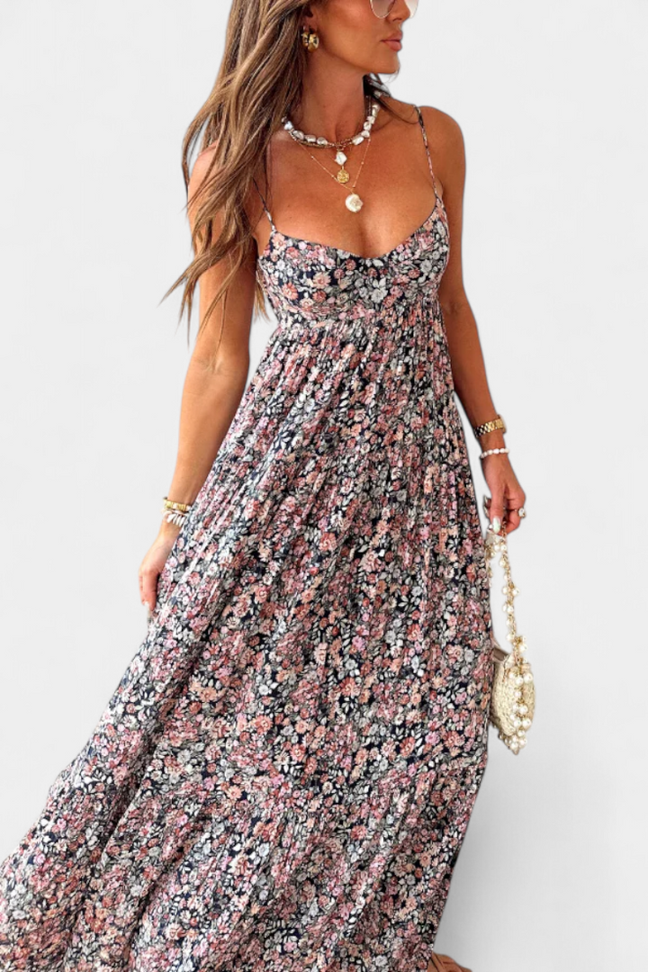 Vestido largo floral | Reyna