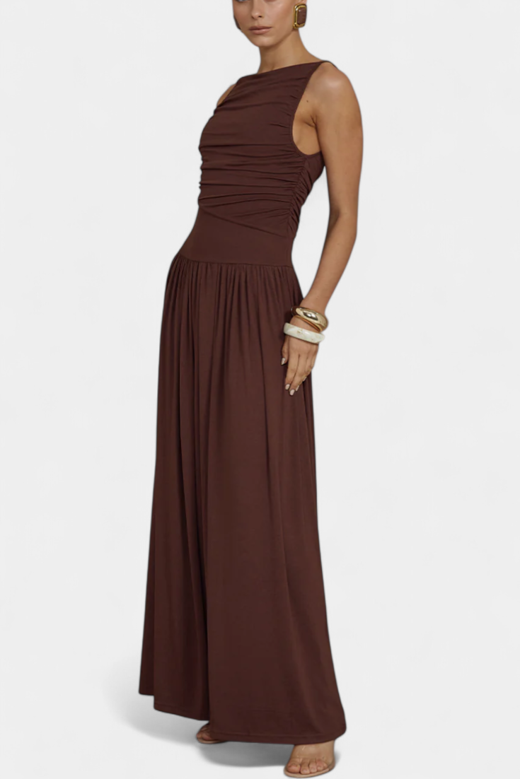 Vestido largo drapeado | Maddy