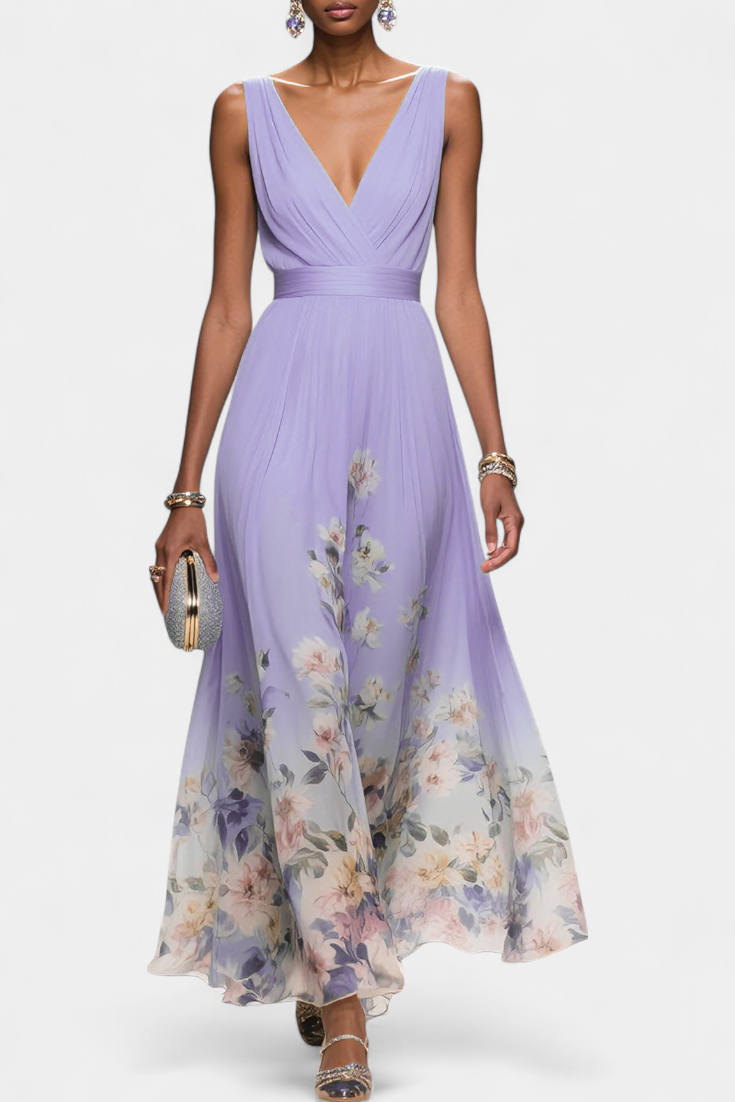 Vestido largo floral | Sauline