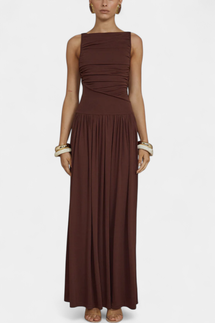 Vestido largo drapeado | Maddy