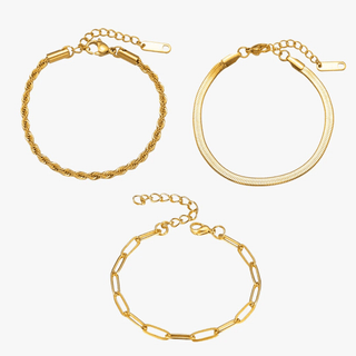 Esential | Conjunto de pulseras chapadas en oro de 18 quilates