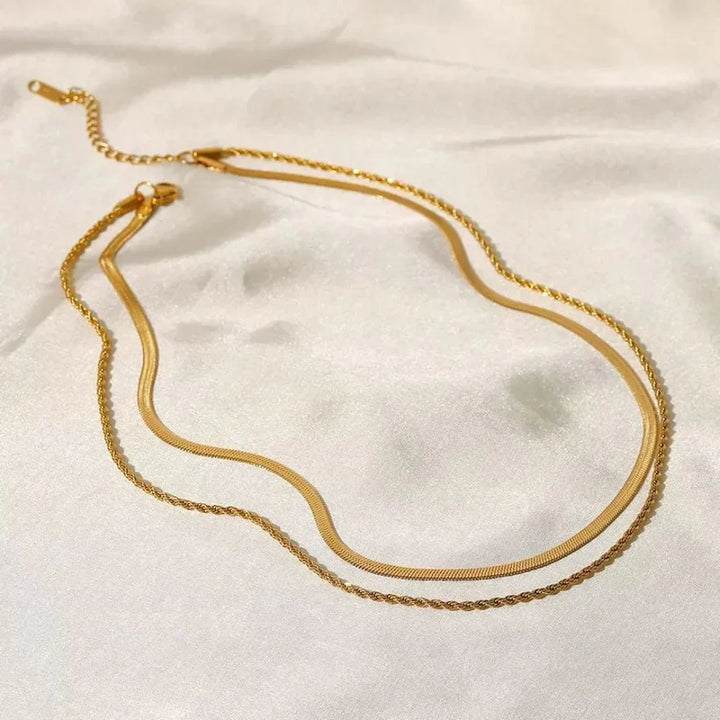 Malena | Dúo de collares bañados en oro de 18 quilates