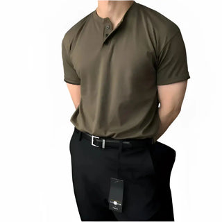 Modern Buttoned Collar Knit Polo