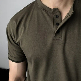 Modern Buttoned Collar Knit Polo