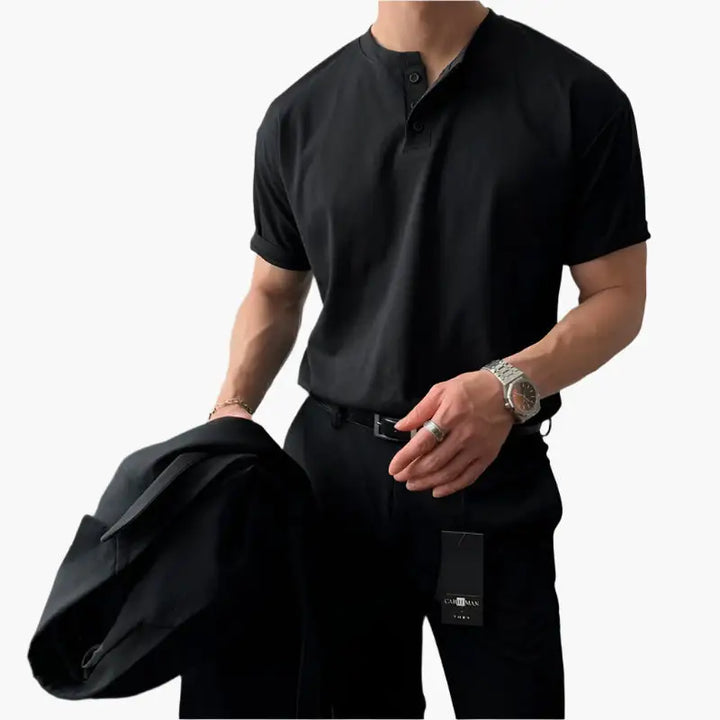 Modern Buttoned Collar Knit Polo