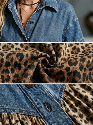 Vestido midi con estampado de leopardo