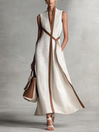 Vestido sin mangas para mujer, casual y holgado, con cuello alto.
