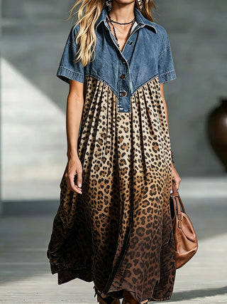 Vestido midi con estampado de leopardo