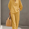 Mariel | Conjunto de algodón y lino con mangas tipo murciélago y pantalón ancho