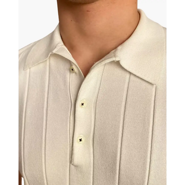 Ribbed Knit Polo Shirt
