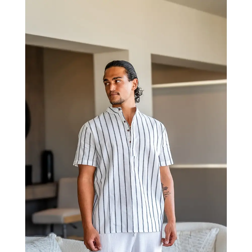Camisa de Lino a Rayas | Santorini