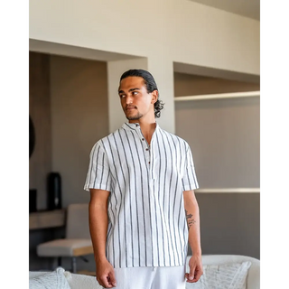 Camisa de Lino a Rayas | Santorini