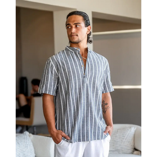 Camisa de Lino a Rayas | Santorini