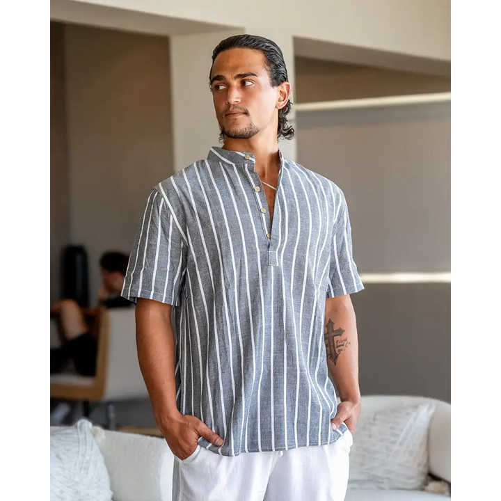 Camisa de Lino a Rayas | Santorini
