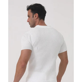 Slim Fit Ribbed Cotton Polo