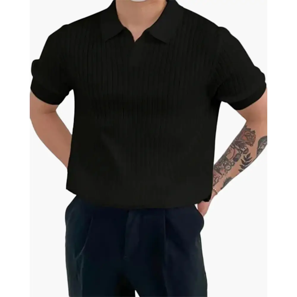 Slim Fit Ribbed Cotton Polo