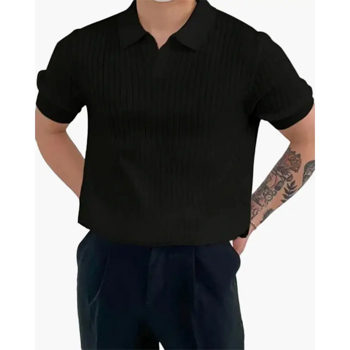 Slim Fit Ribbed Cotton Polo