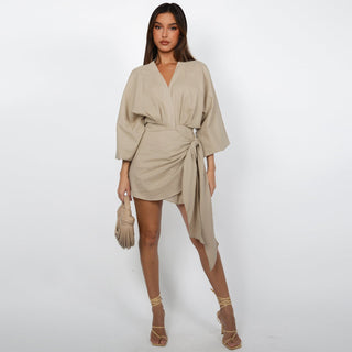 Vestido envolvente con escote en V para mujer
