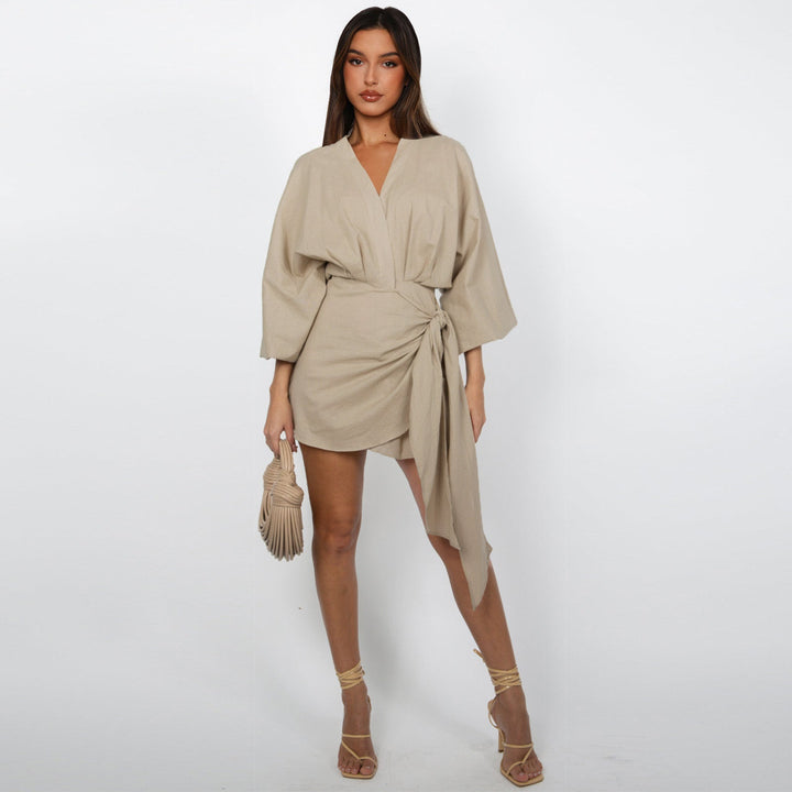 Vestido envolvente con escote en V para mujer