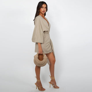 Vestido envolvente con escote en V para mujer