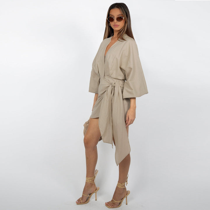 Vestido envolvente con escote en V para mujer
