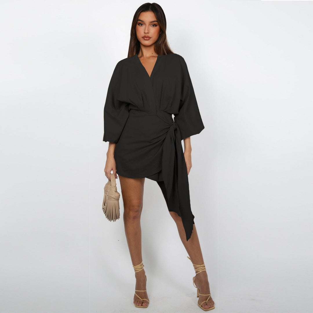 Vestido envolvente con escote en V para mujer