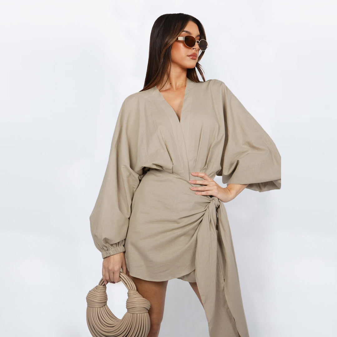 Vestido envolvente con escote en V para mujer