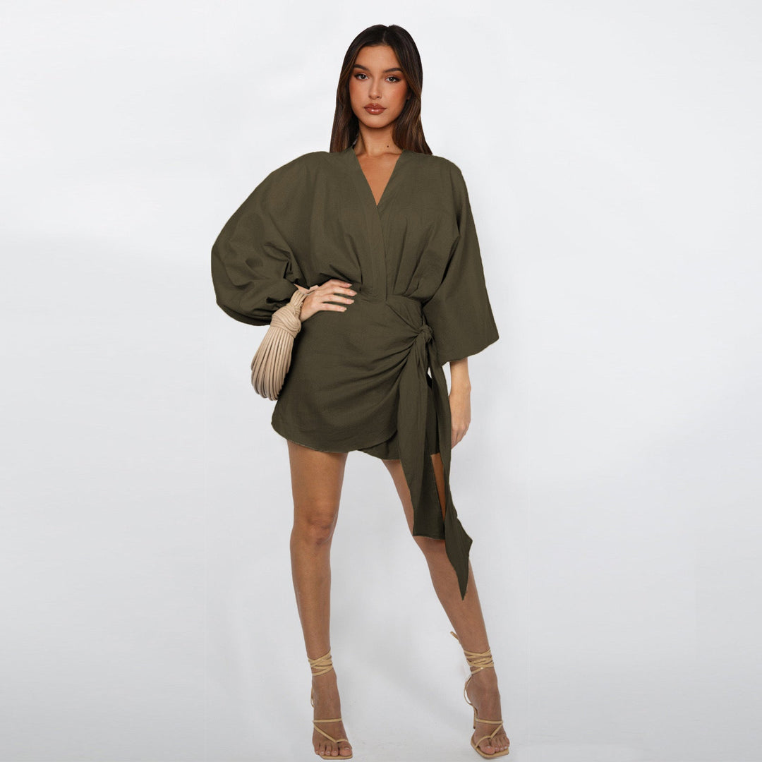 Vestido envolvente con escote en V para mujer